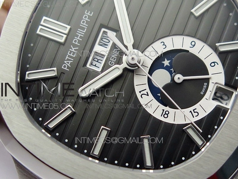 NAUTILUS 5726 SS GRF 1:1 BEST EDITION GRAY DIAL WORKING ANNUAL CALENDARON SS BRACELET A.324 V3